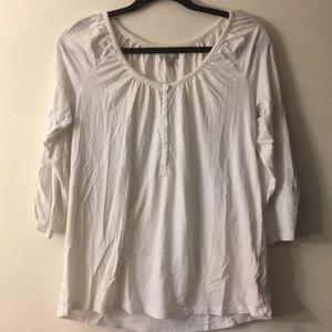 White half button down top